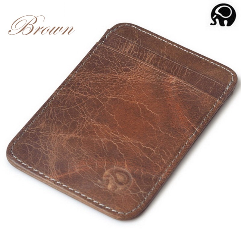 Fin1 พร้อมส่งด่วน กระเป๋าเงินหนังวัวแท้ แบบบาง Genuine Leather Card Slim Thin Wallet Elephant  1587 1486