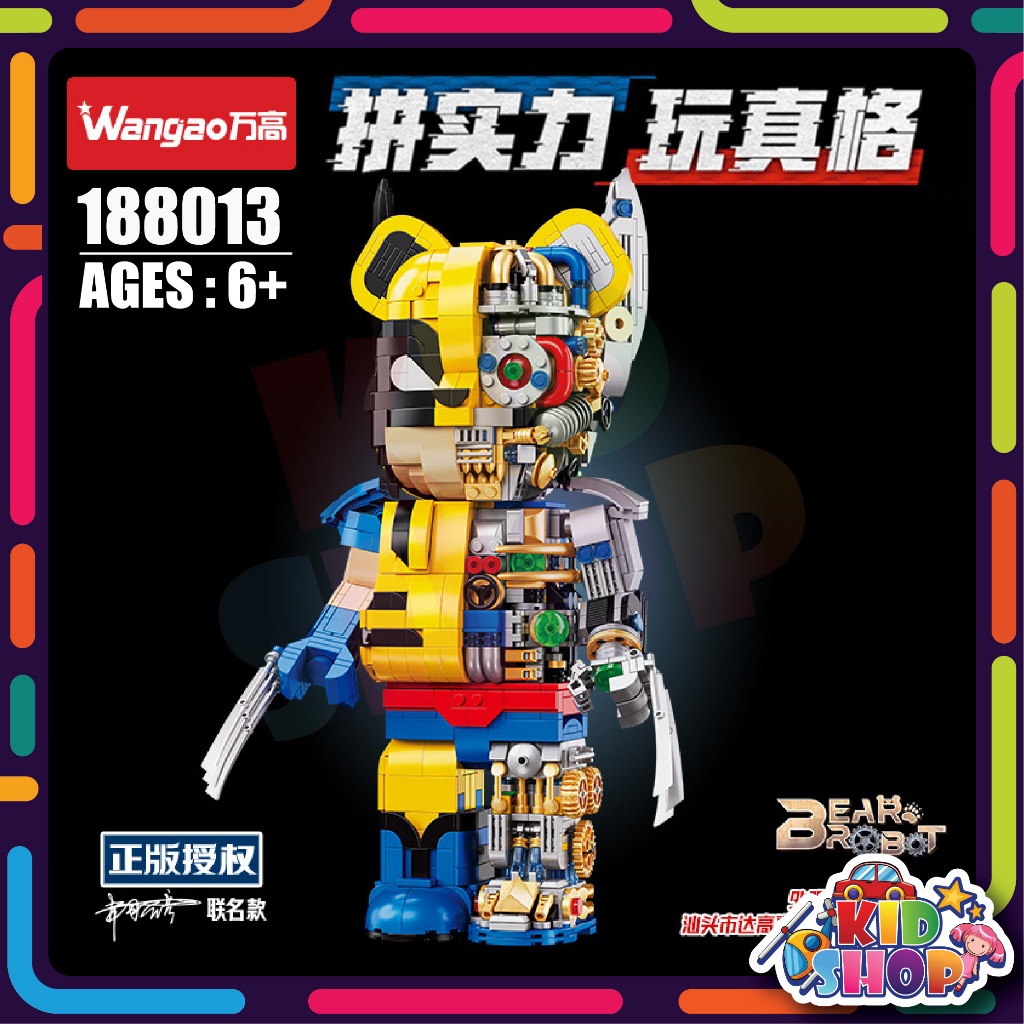 ชุดตัวต่อ WANGAO 188013 Wolverine Mechanical Bear Half Clear Version Bear Brick แบบริคครึ่งโรบอท ขนา