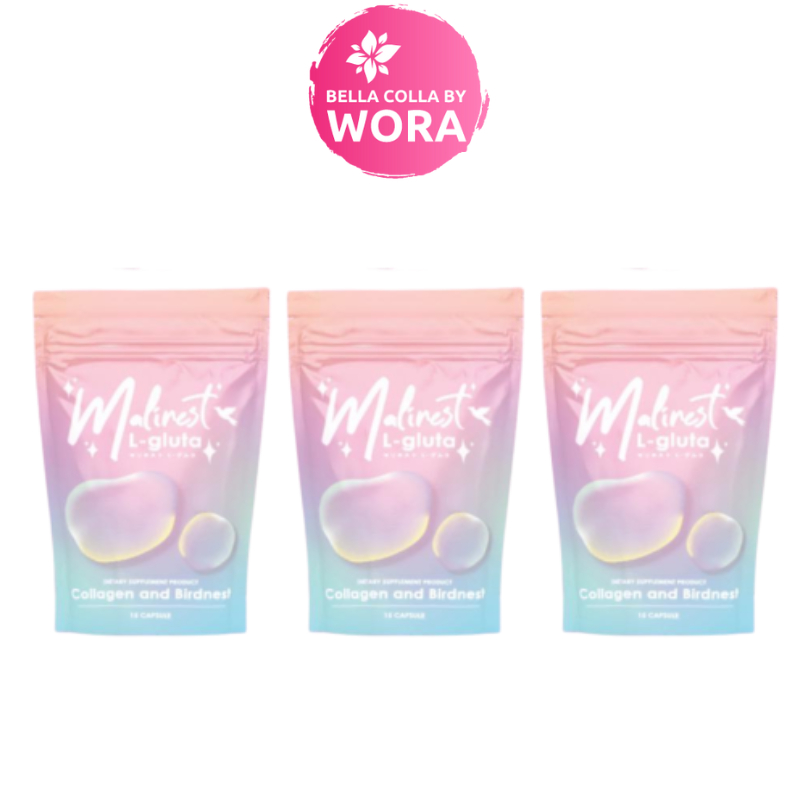 [3 ซอง] มาลิเนส กลูต้าคอลลาเจน Malinest L-Gluta ( บรรจุ 15 แคปซูล)