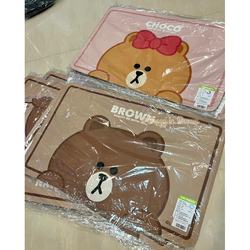 พร้อมส่ง ✅ พรมซับน้ำ แผ่นปูซับน้ำไลน์เฟรนด์ หมีบราวน์ ช็อคโก้