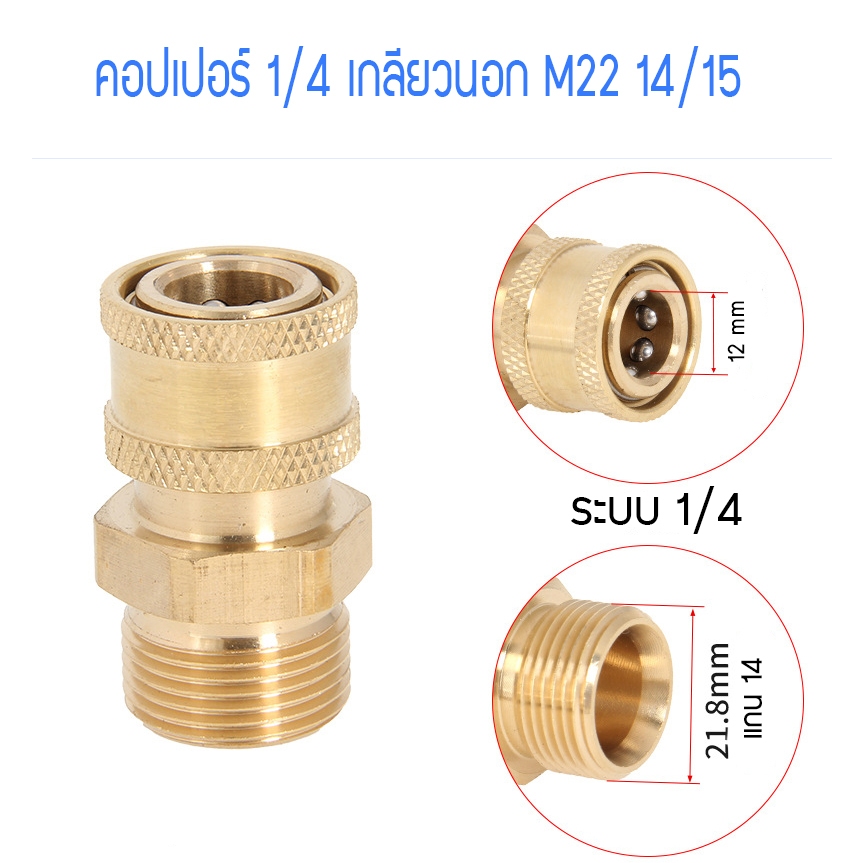 คอปเปอร์ 1/4 เกลียวนอกขนาด m22 รูใน 14 – โปรปัง