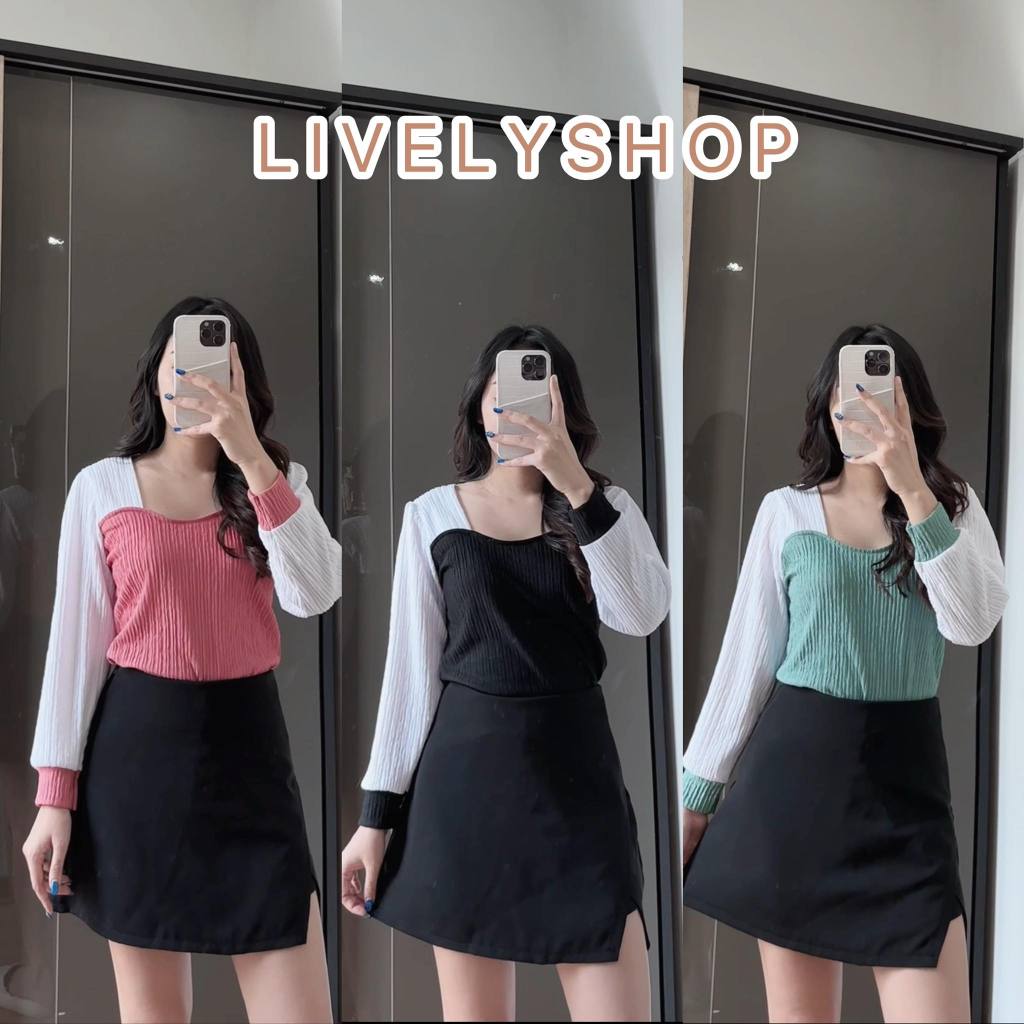 เสื้อแขนยาวสไตล์เกาหลี เสื้อแฟชั่น ผ้าท๊อฟฟี่ใส่สบาย U0008 มีหลายสีให้เลือก
