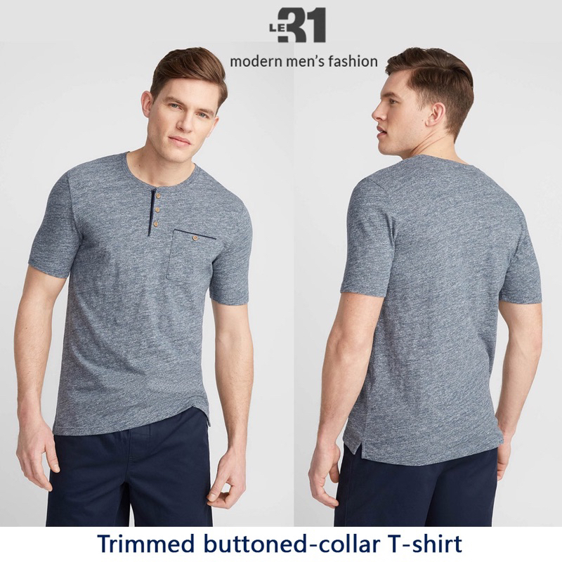 เสื้อยืด Le31 Trimmed buttoned-collar T-shirt