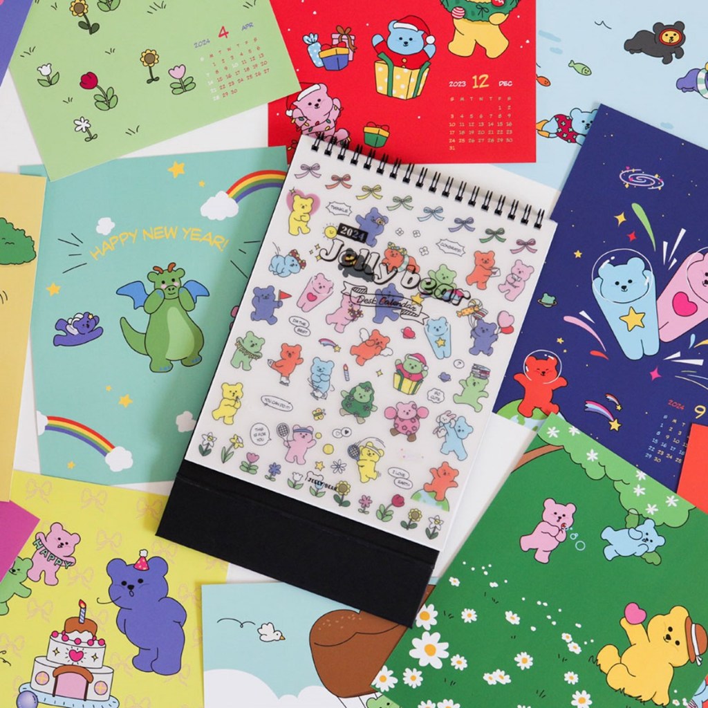 2024 Jelly Bear Desk Calendar ปฏิทินตั้งโต๊ะ ที่มีหน้าปกเป็นสติกเกอร์รูปหมีน้อย! Dailylike
