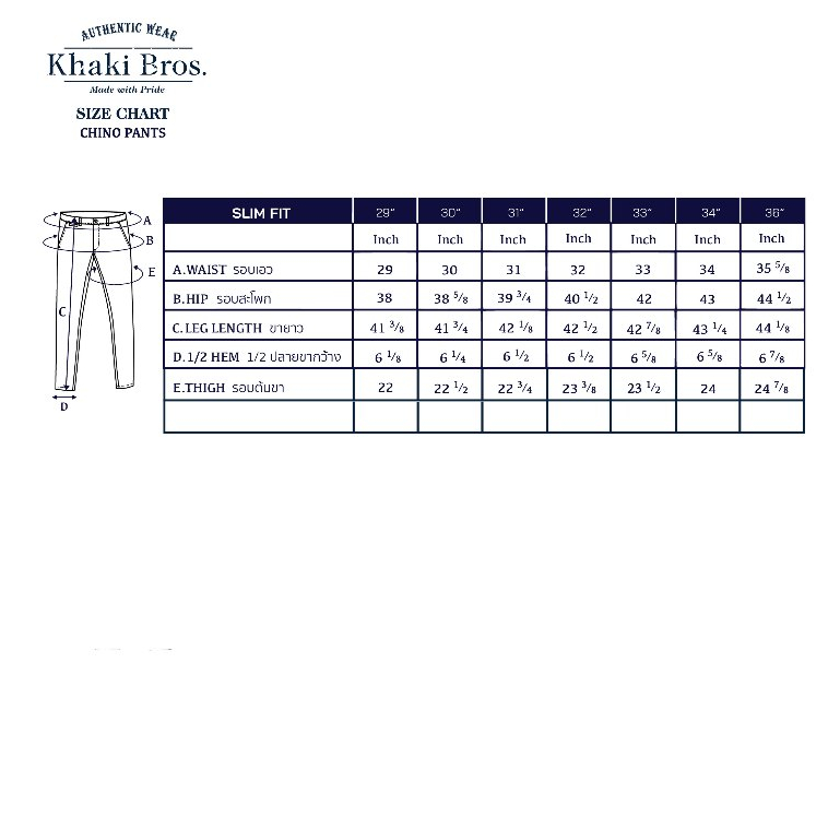 Khaki Bros – Chino Slim Fit – กางเกงชิโน่ขายาว ทรง Slim Fit – KM23B006 ราคา ถูกที่สุด ดีลบีเคเค แกลเลอรีภาพที่ 9