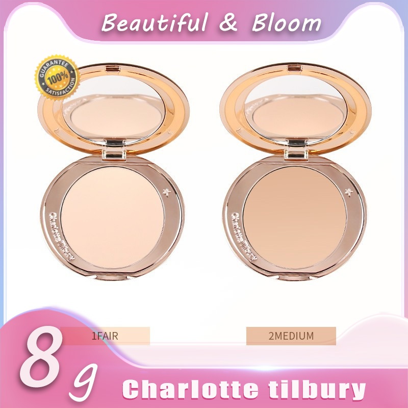 【พัฟของขวัญ】 แท้ CT Charlotte Tilbury Airbrush Flawless Finish Powder Micro Powder【เตรียมจัดส่ง】#1 Fair #2 Medium