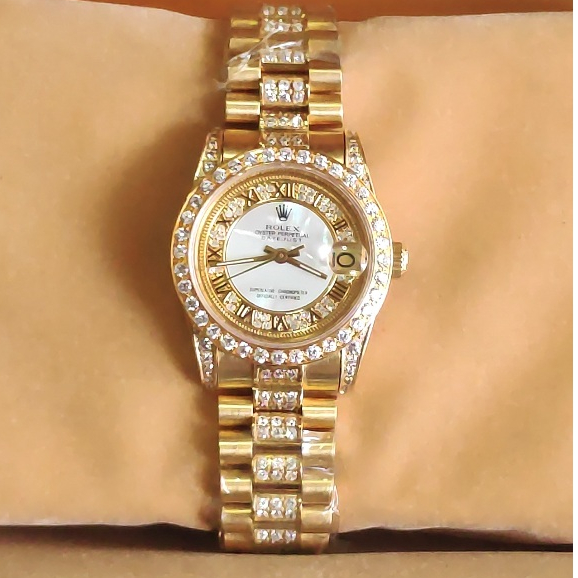 (พร้อมส่ง) นาฬิกาข้อมือ R.0.L.E.X Datejust 31mm President 18K Gold with Diamond