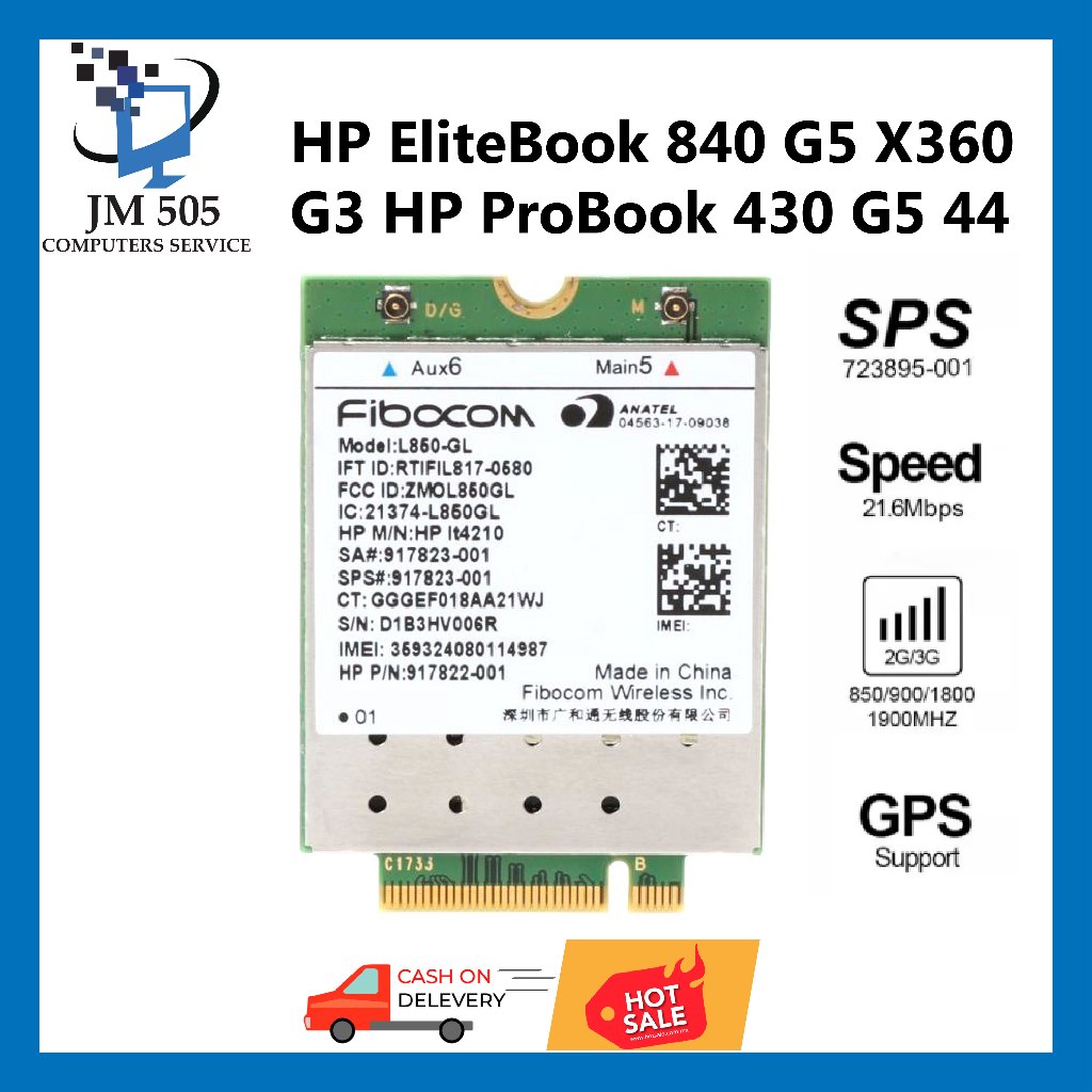 Doublebuy อะแดปเตอร์การ์ดไร้สาย Fibocom L850-GL WWAN 4G สําหรับ HP EliteBook 840 G5 X360 G3 HP ProBook 430 G5 44