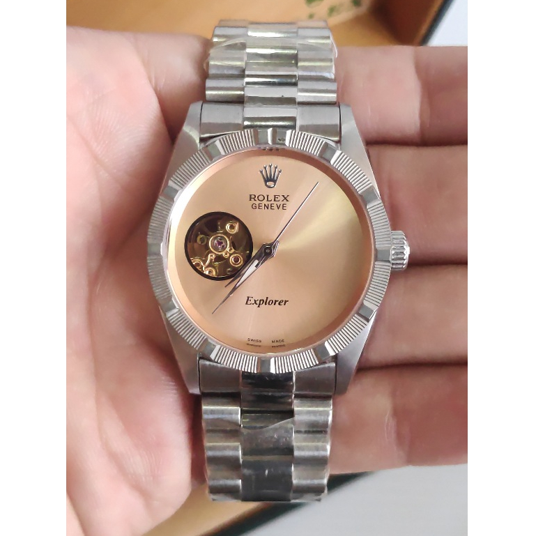 (พร้อมส่ง) นาฬิกาข้อมือ R0LEX Half Skeleton No Date 36mm ฺEverose Dial