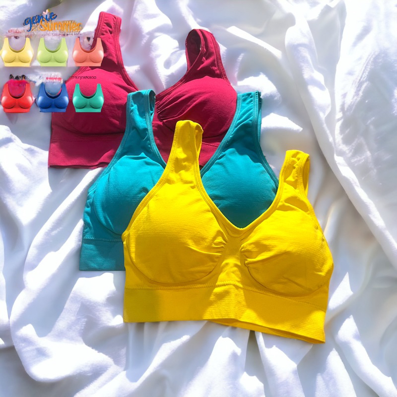 GetZhop Sport Bar เสื้อชั้นในสตรี ไม่มีโครงColorfulแบรนด์genie bar