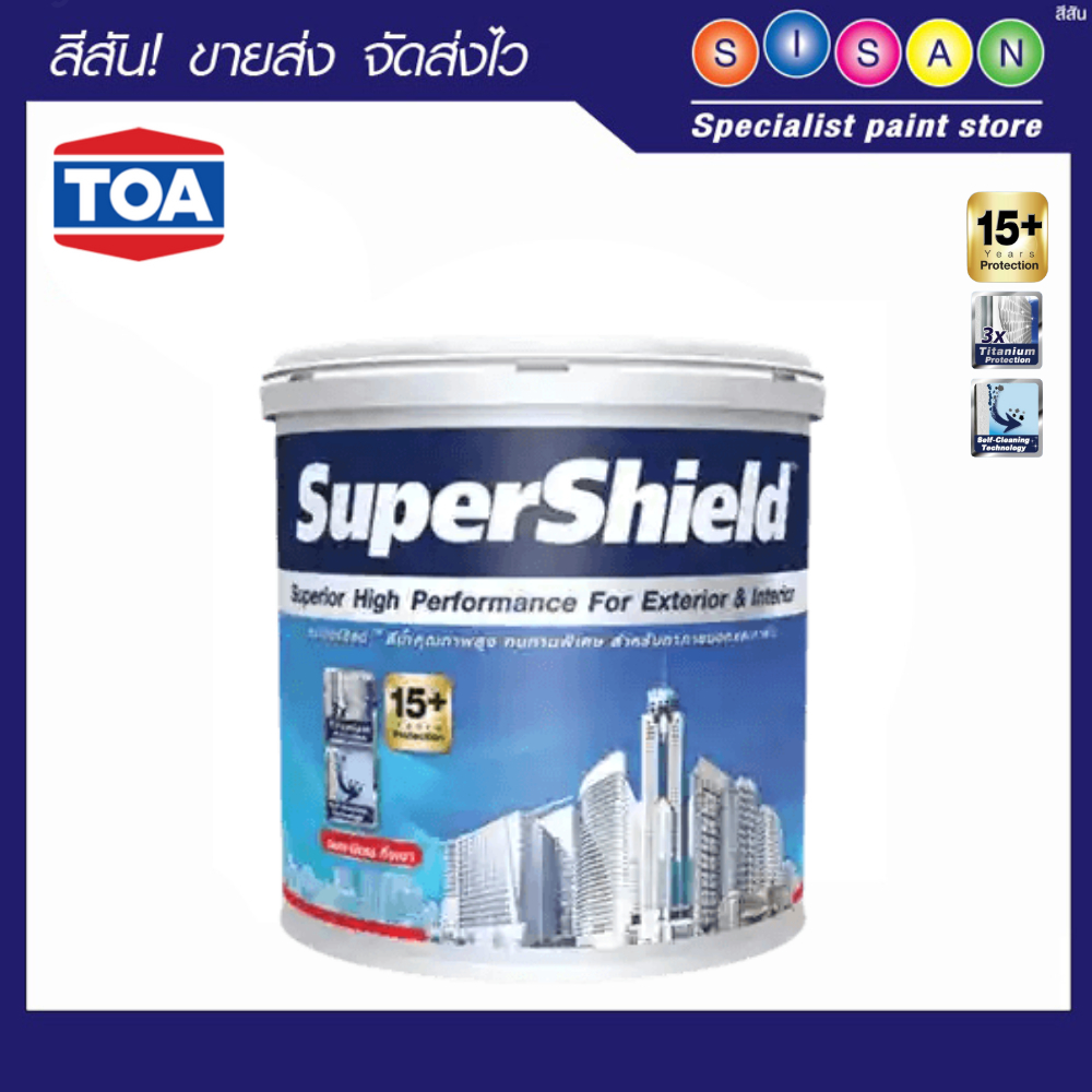 TOA  ทีโอเอ ซุปเปอร์ชิลด์ สีน้ำ อะครีลิค ภายนอก ชนิด กึ่งเงา # G100 (สีขาว)  1 ถัง (ขนาด 18.925 ลิตร