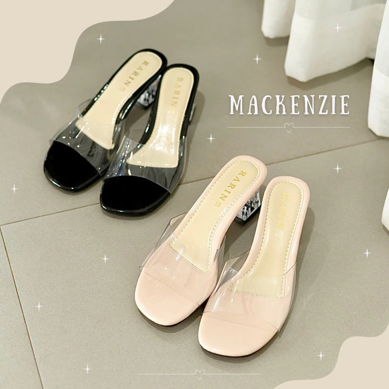 Rarin รุ่น [ Mackenzie ] 36 - 41 รองเท้าสายใส ส้นแก้ว ความสูง 2 นิ้ว (สายนิ่มไม่บาดเท้า)