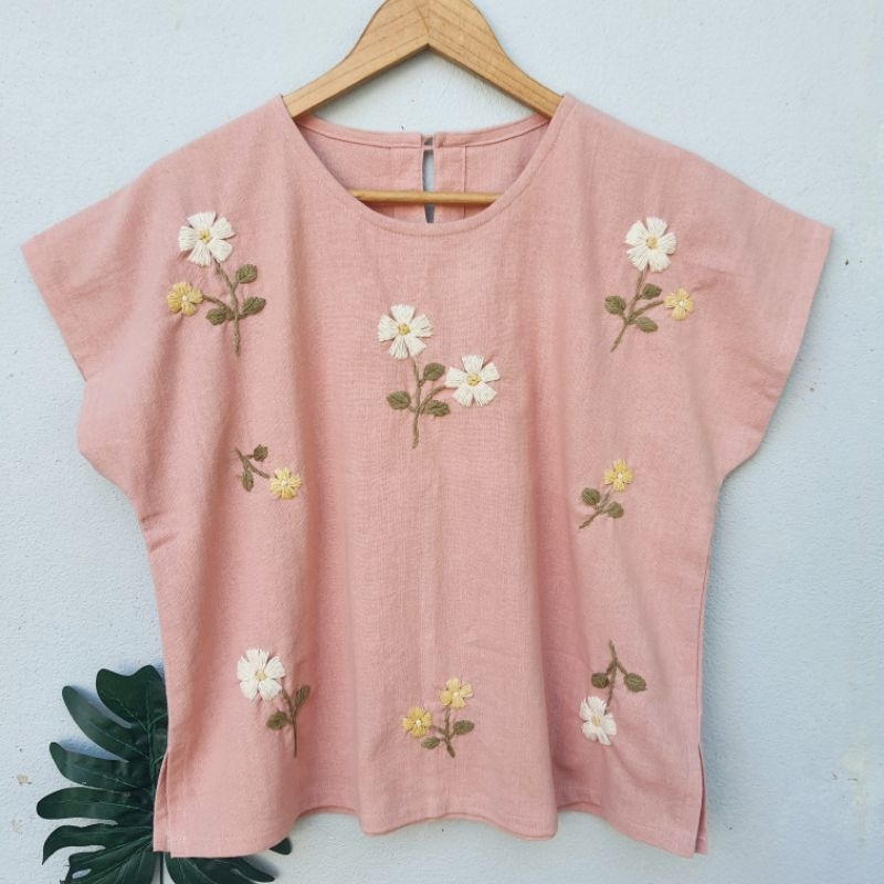 เสื้อผ้าฝ้ายปักมือ เสื้อพื้นเมือง ปักด้วยฝ้ายย้อมสีธรรมชาติ แฮนด์เมด สวมใส่สบาย ฟรีไซส์