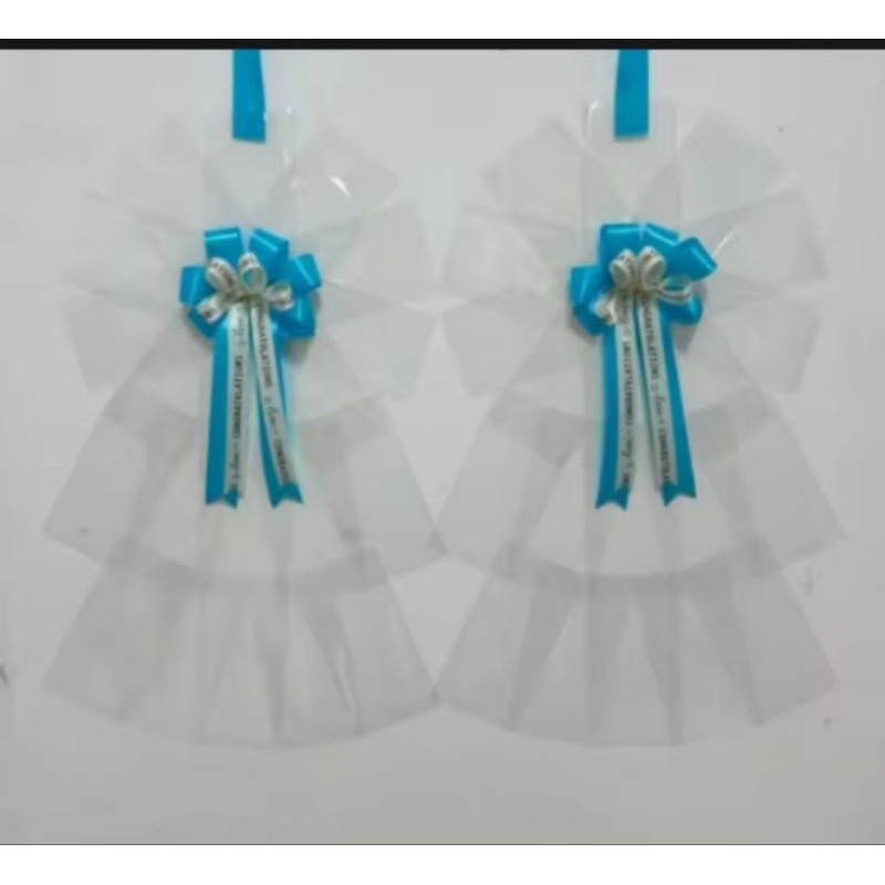 พวงมาลัยเงินแบบ 40 ใบ โบว์กลางลายcongratulation