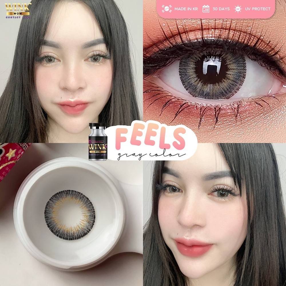 คอนแทคเลนส์ Wink Wow รุ่น Feels  /สีGrayเทา มีค่าสายตา นำเข้าจากเกาหลี มี อย.ไทยของแท้100%(แฟชั่นสุด