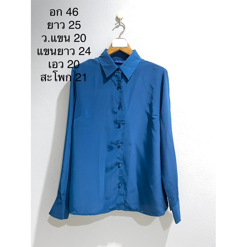 เสื้อผ้ามือสอง❤️เสื้อเชิ้ตแขนยาวสีกรม แบรนด์ Karen Scott