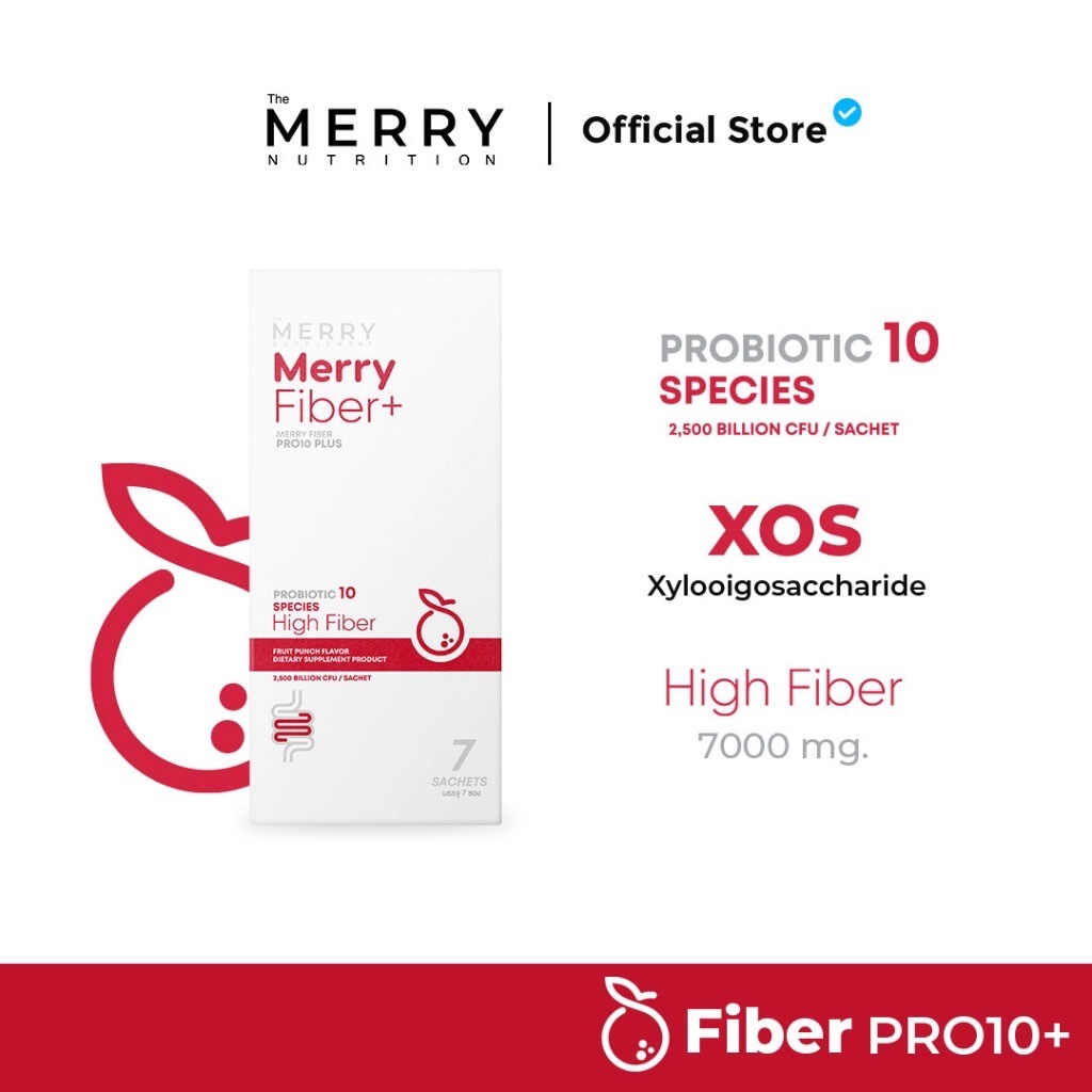 Merry Fiber Pro10 Plus เมอร์รี่ ไฟเบอร์ โพรเท็น พลัส [1 กล่อง x 7 ซอง]