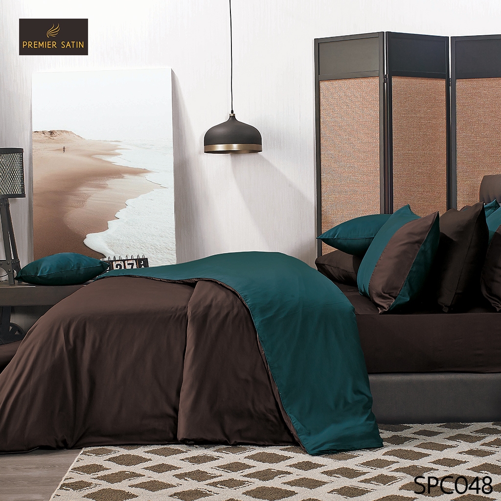 Premier Royal Touch ชุดผ้าปู 6 ฟุต 5ชิ้น + ผ้านวม 100x90 Cotton sateen 100% ป้องกันไรฝุ่น หนา15นิ้ว