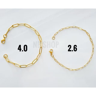 400 สร้อยข้อมือสอตนเลส สีทอง สีเลส ลายโซ่ทับมน(โซ่US) 2.6และ4.0