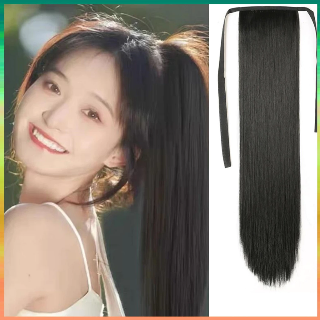 🍓หางม้าตรงสวย ชิ้นหนา (คุณภาพดี) พร้อมส่ง วิกผมหางม้า ไหมทนความร้อน วิกแฮร์พีซ เกรดพรีเมี่ยม 45/55/65CM ผมปลอม