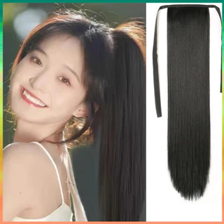 🍓หางม้าตรงสวย ชิ้นหนา (คุณภาพดี) พร้อมส่ง วิกผมหางม้า ไหมทนความร้อน วิกแฮร์พีซ เกรดพรีเมี่ยม 45/55/65CM ผมปลอม