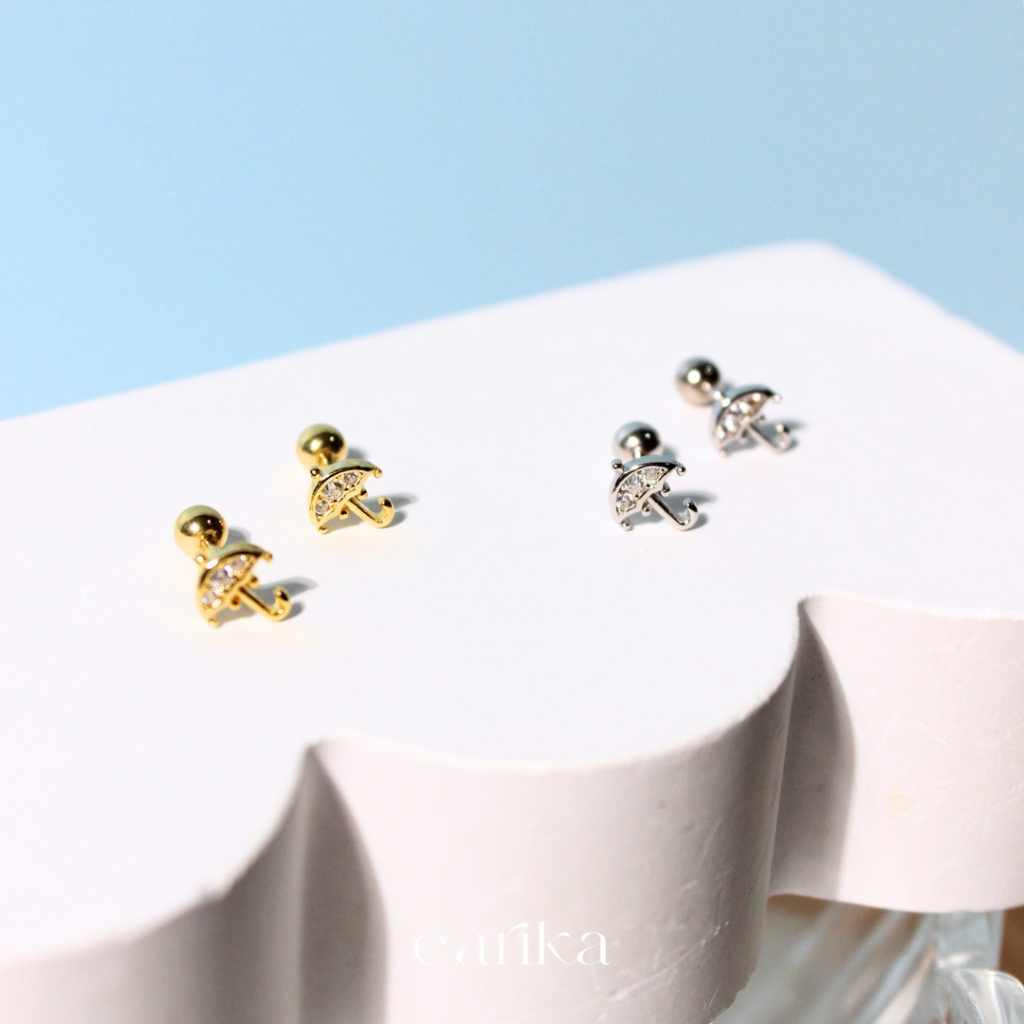 earika.earrings - jewel umbrella piercing จิวเม็ดกลมเงินแท้รูปร่ม เหมาะสำหรับคนแพ้ง่าย รูปที่ 4