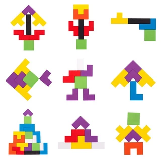 เกมปริศนา Tetris ไม้ของเล่นเพื่อการศึกษาสำหรับเด็ก