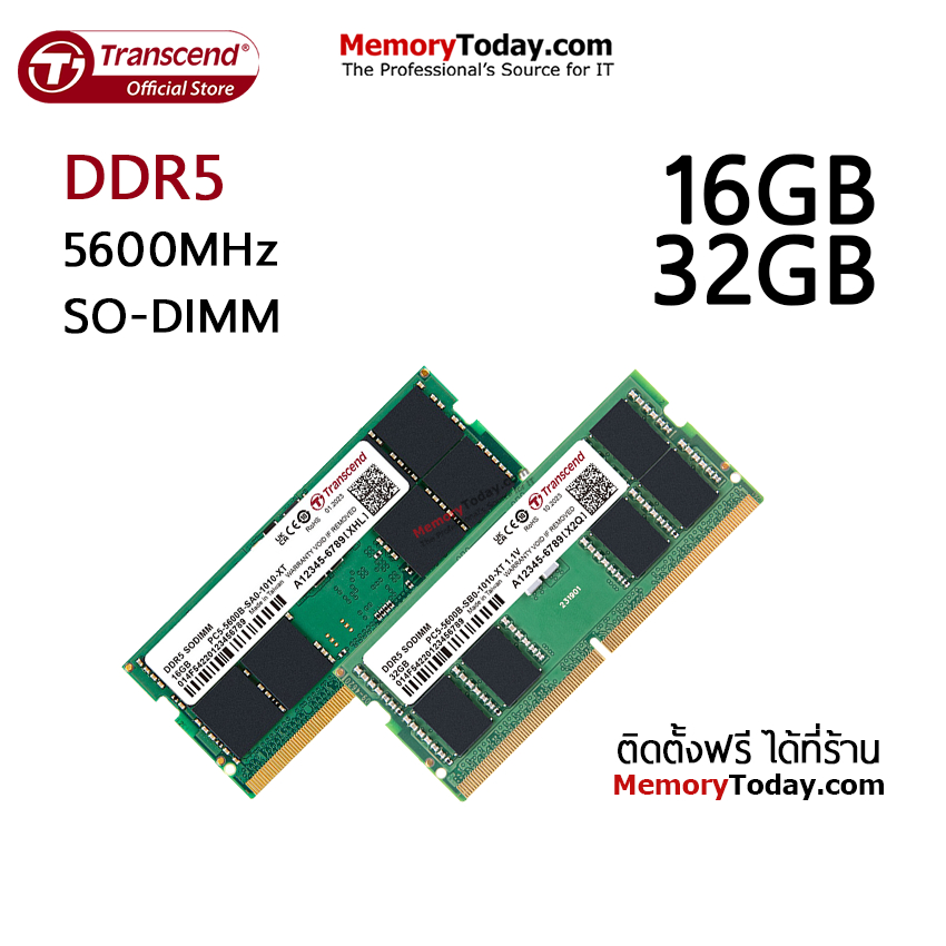 Transcend DDR5 5600 SO-DIMM Capacity: 16GB 32GB (RAM Notebook)