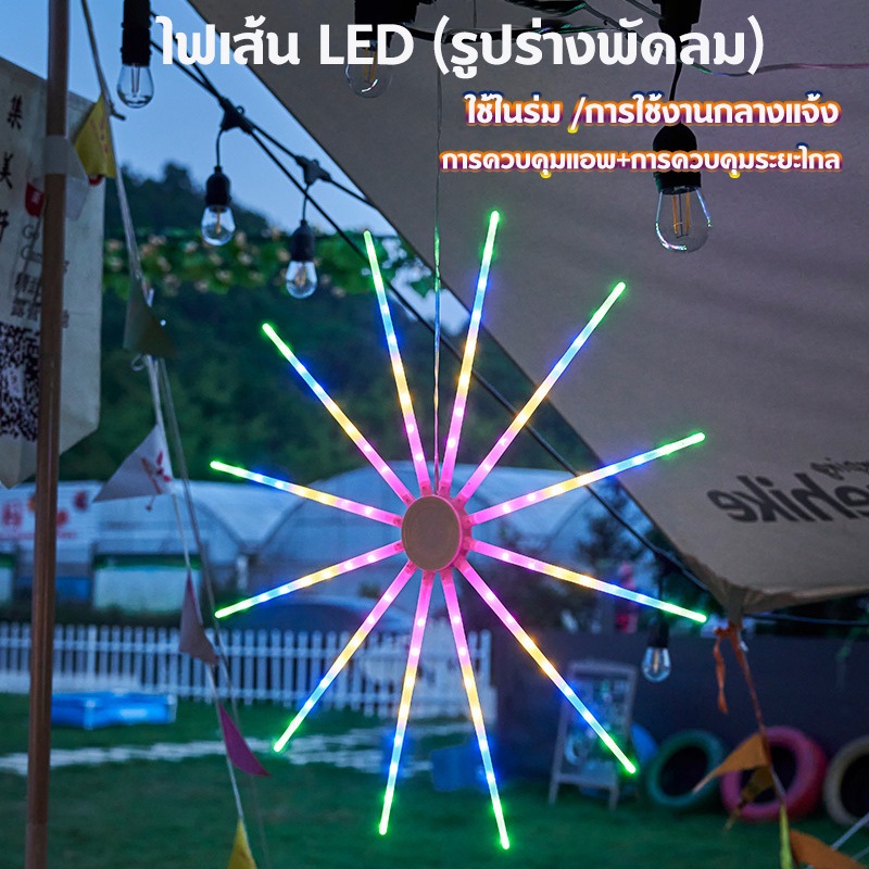 ไฟแต่งห้อง ไฟเส้น(รูปร่างพัดลม) ไฟกระพริบ กันน้ำ //รีโมท+แอพ