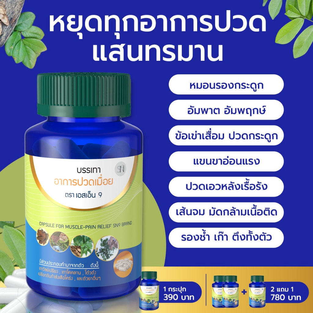 (ส่งฟรีไม่ต้องเก็บโค้ด) แก้ปวดเมื่อย เส้นยึด เอ็นจมกษัยเส้น ร้าวลงขา SN9เถาวัลย์เปรียง SN9แก้ปวดเมื่อย กระปุก30เม็ด ราคา ถูกที่สุด ดีลบีเคเค แกลเลอรีภาพที่ 7