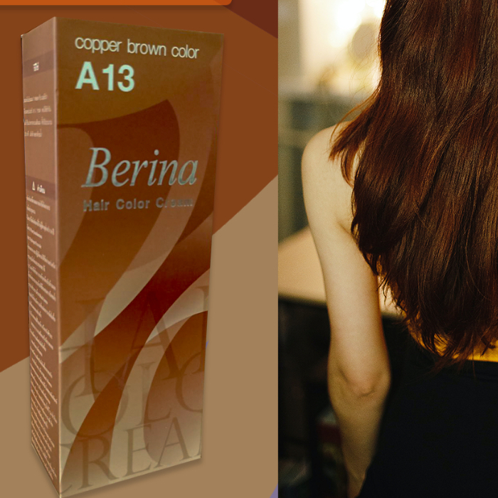 เบอริน่า  A13 สีน้ำตาลเข้มทองแดง สีผม สีย้อมผม เปลี่ยนสีผม ครีมย้อมผม  Berina A13 Copper Brown Hair 