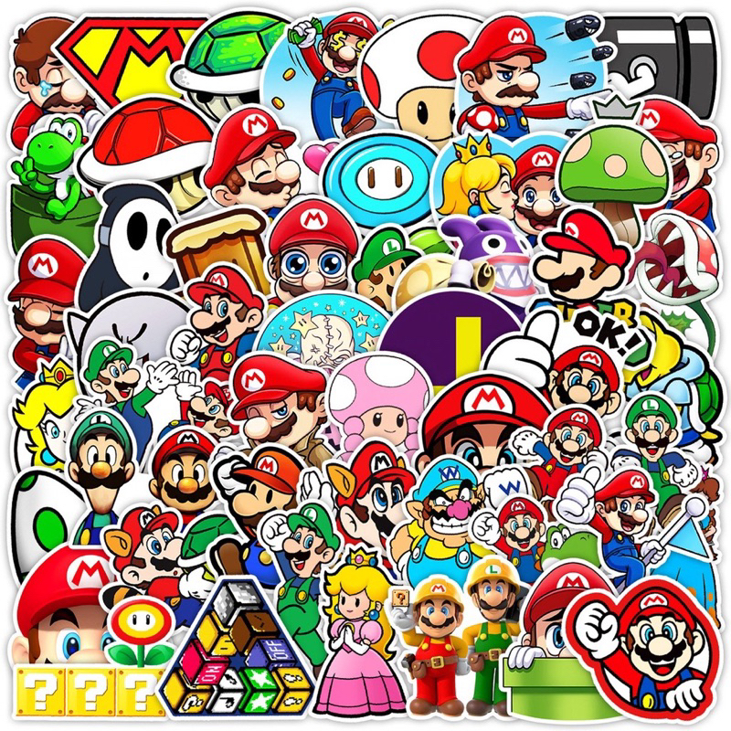 สติ๊กเกอร์ Mario 623 มาริโอ้ 50ชิ้น น่ารักมาก การ์ตูน เกมส์ super mario ซุปเปอร์ มาริโอ ขวดน้ำ กระเป๋า มังกร ไดโนเสาร์