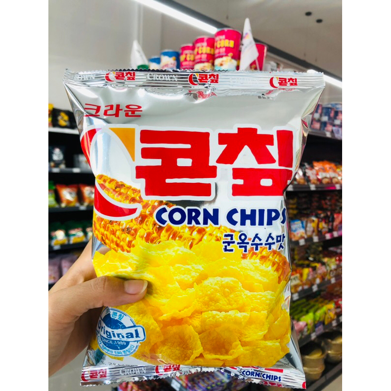 Crown Corn Chip C 콘칩 ซี คอร์น ชิพ ขนมอบกรอบรสข้าวโพด 70g