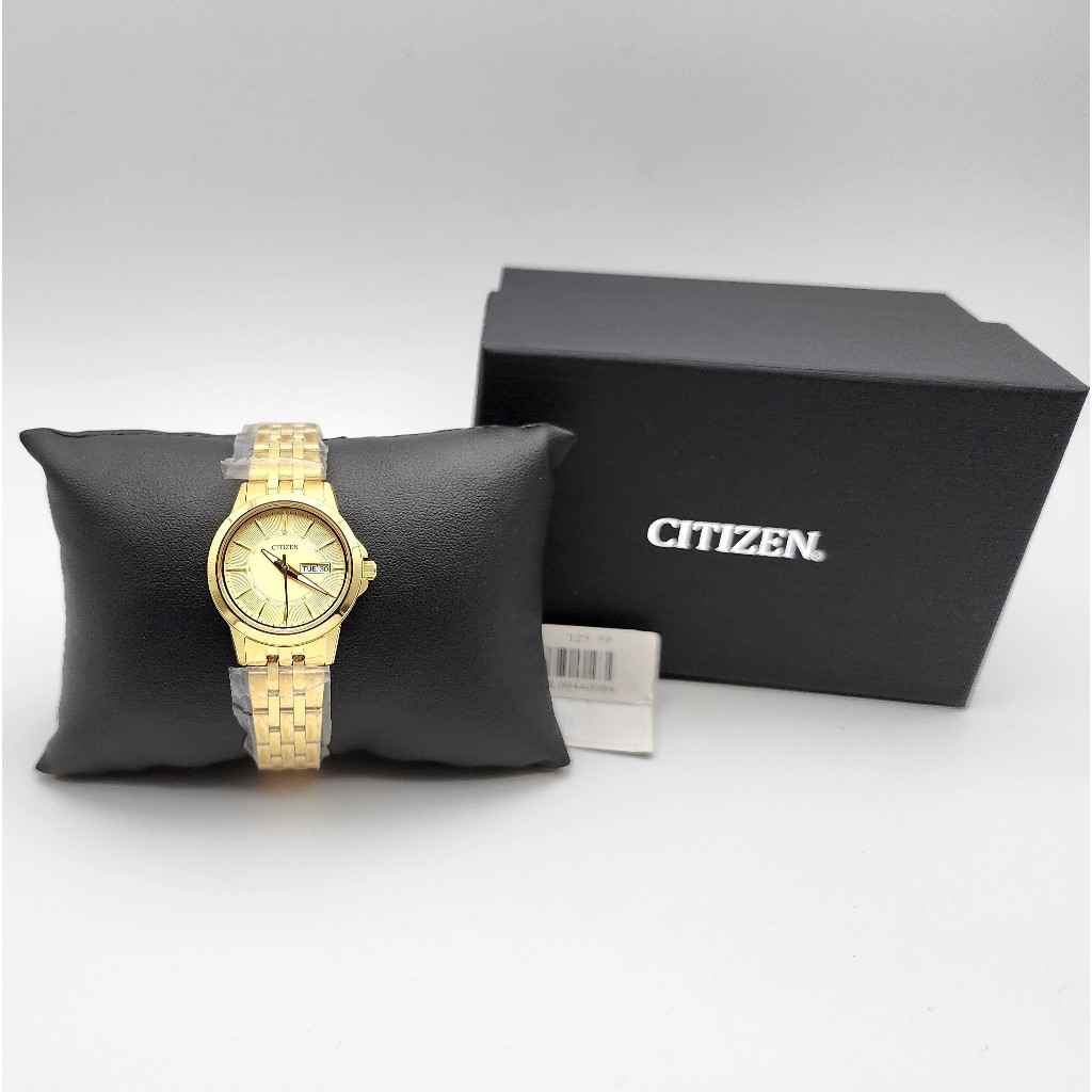 นาฬิกา CITIZEN WOMEN'S EQ0603-59P QUARTZ GOLD TONE STAINLESS STEEL WATCH 28 MM พร้อมกล่อง (ใหม่มีตำหนิ)