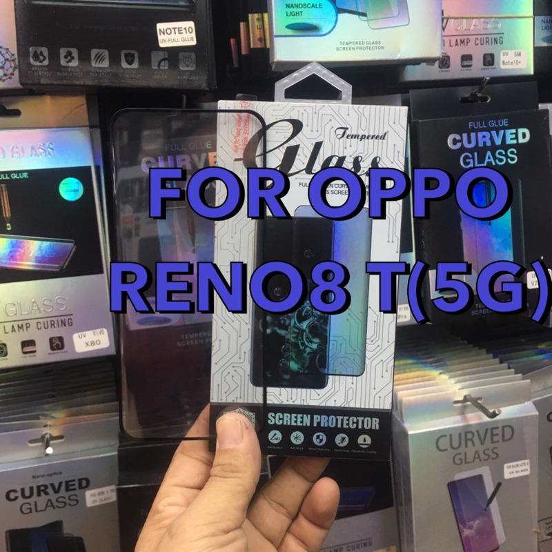 OPPO RENO8 T(5G) ออปโป้ ฟิล์มกระจก ฟิล์มกันรอยหน้าจอ ฟิล์มกระจกนิรภัยกันรอย แบบเต็มจอ ขอบดำ พร้อมอุปกรณ์ติดตั้ง