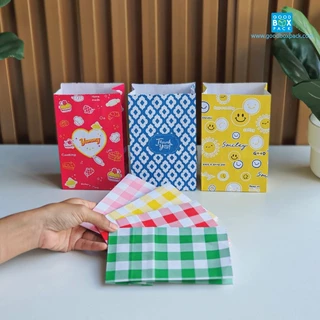 Goodboxpack (แพ็คละ100ใบ) ถุงขนมปอนด์พิมพ์ลาย ไซส์ A 4x6 นิ้ว ถุงใส่อาหาร ถุงจัดเบรค ถุงใส่ขนม
