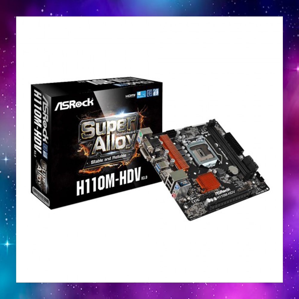 MAINBOARD (เมนบอร์ด) 1151 ASROCK H110M-HDV R3.0 GEN6-7 ใช้งานปกติ