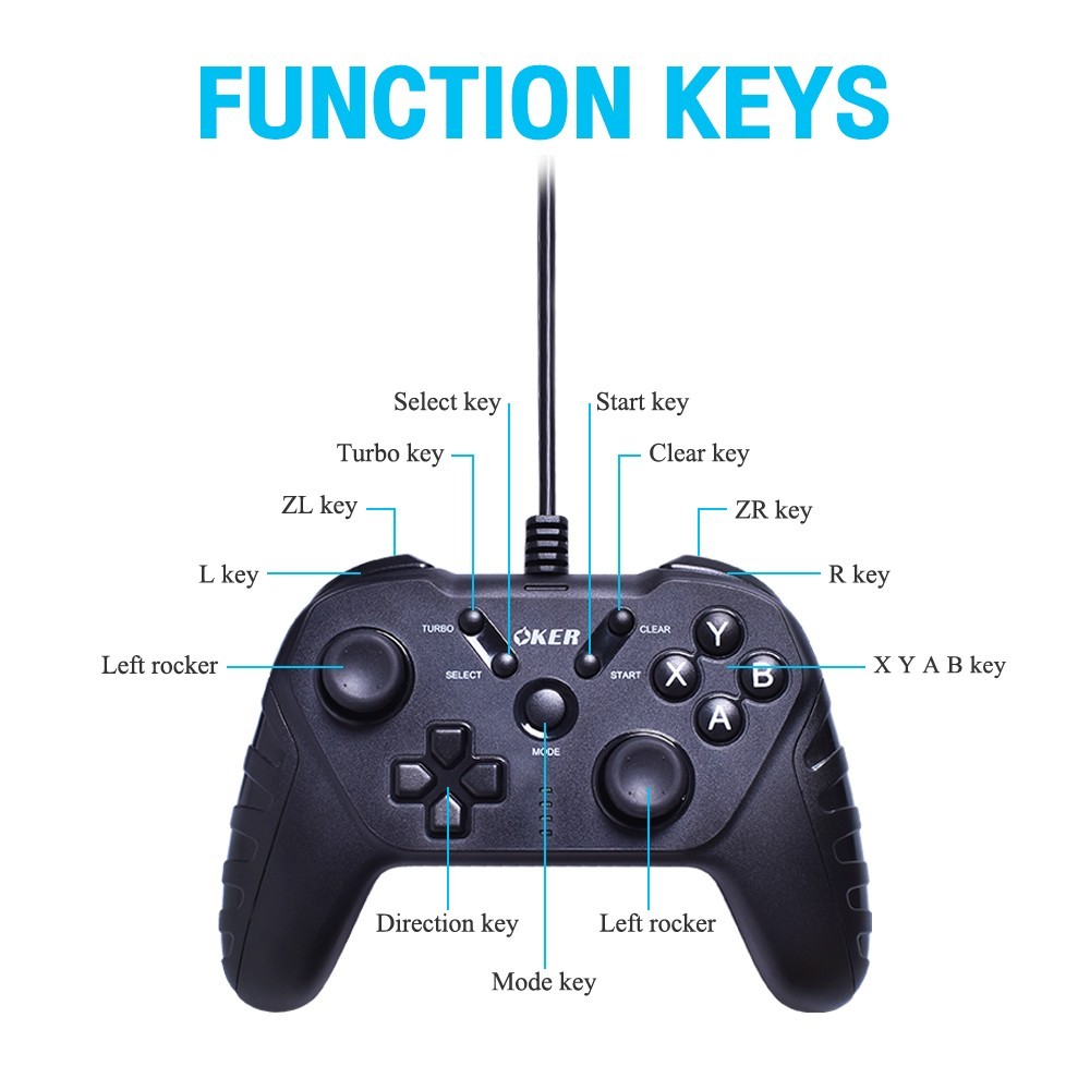 ( Gamepad Controller ) จอยเกมคอม  ยี่ห้อ OKER เสียบแล้วเล่นได้เลยไม่ต้องติดตั้ง