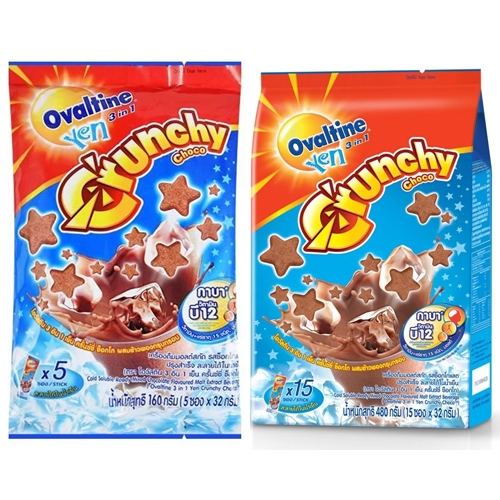 **ซื้อครบ 3 แพ็ค แถมกระเป๋า**(2 ขนาด)  Ovaltine 3in1 Yen Crunchy Choco โอวัลติน เย็น ครันชี่ เครื่องดื่มมอลต์สกัด