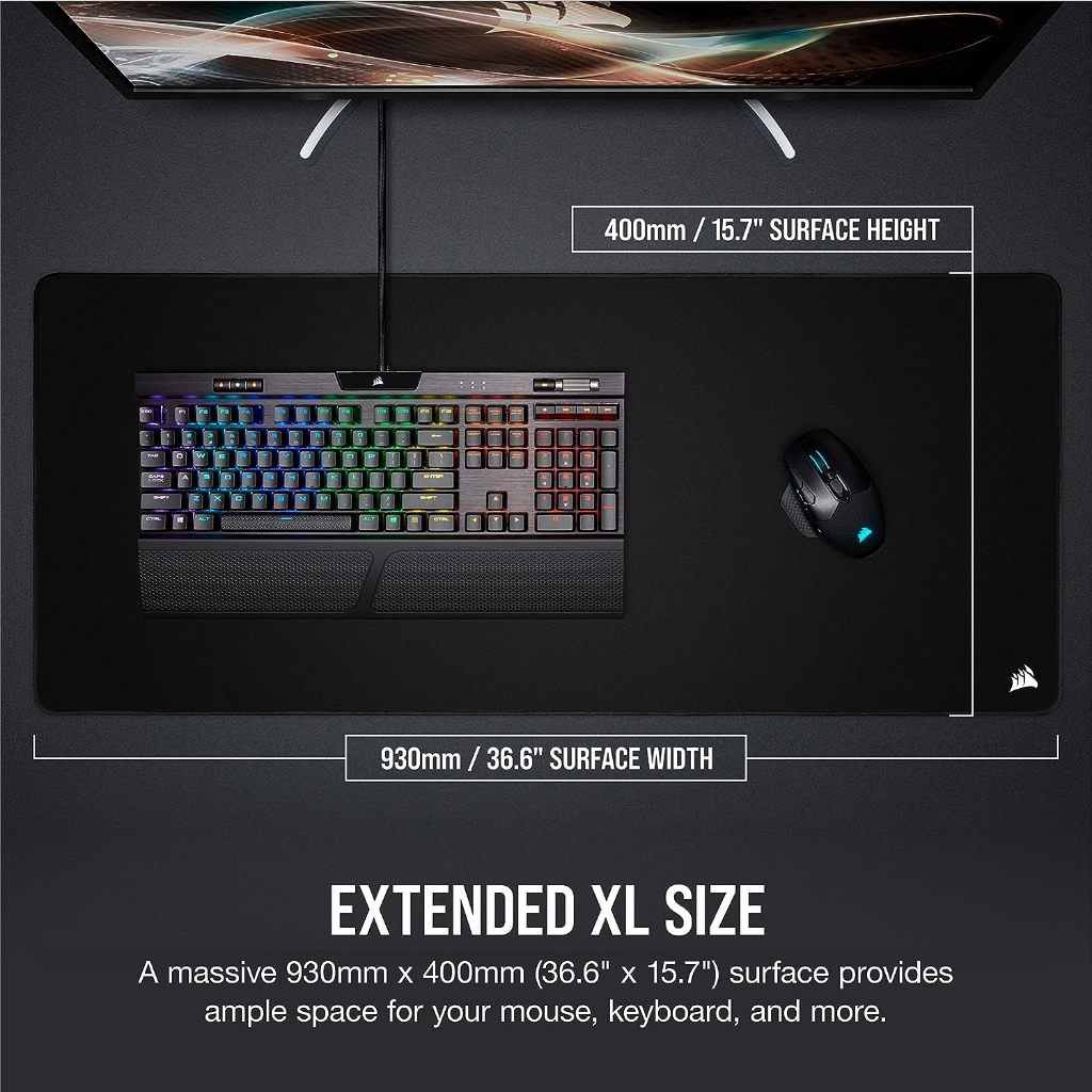 MOUSE PAD (เมาส์แพด) CORSAIR MM350 PRO PREMIUM SPILL-PROOF CLOTH GAMING MOUSE PAD - EXTENDED XL (BLACK) (CH-9413770-WW)
