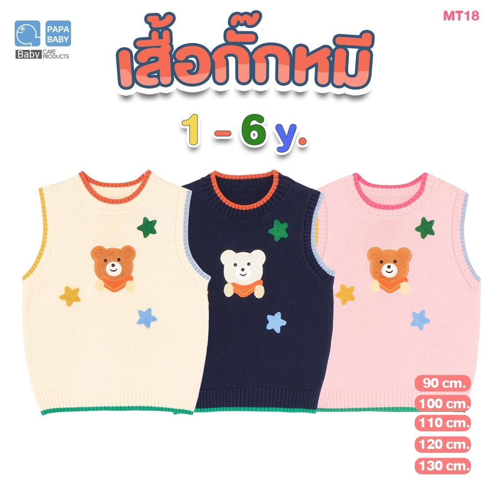PAPA BABY เสื้อกั๊กหมี รุ่น MT18 ใส่ได้ตั้งแต่ 1-6Y เนื้อผ้านุ่มพิเศษ ลายน่ารัก เสื้อไหมพรมลายน้องหมี