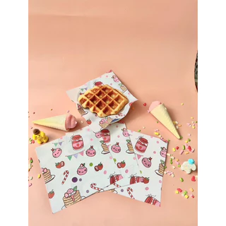 🥨ขายแพ็คคู่ 2 ห่อ รวม 200 แผ่น กระดาษรองขนม เบเกอรี่ ลายใหม่ ขนาด 6”x6”