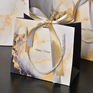 พร้อมส่ง ขายดี มี6โทนสี ถุงของขวัญ ลายหินอ่อน Marble หูหิ้วเชือก+ริบบิ้น ใส่ของขวัญ ผ้าขนหนู ของรับไหว้ ถุงรับไหว้