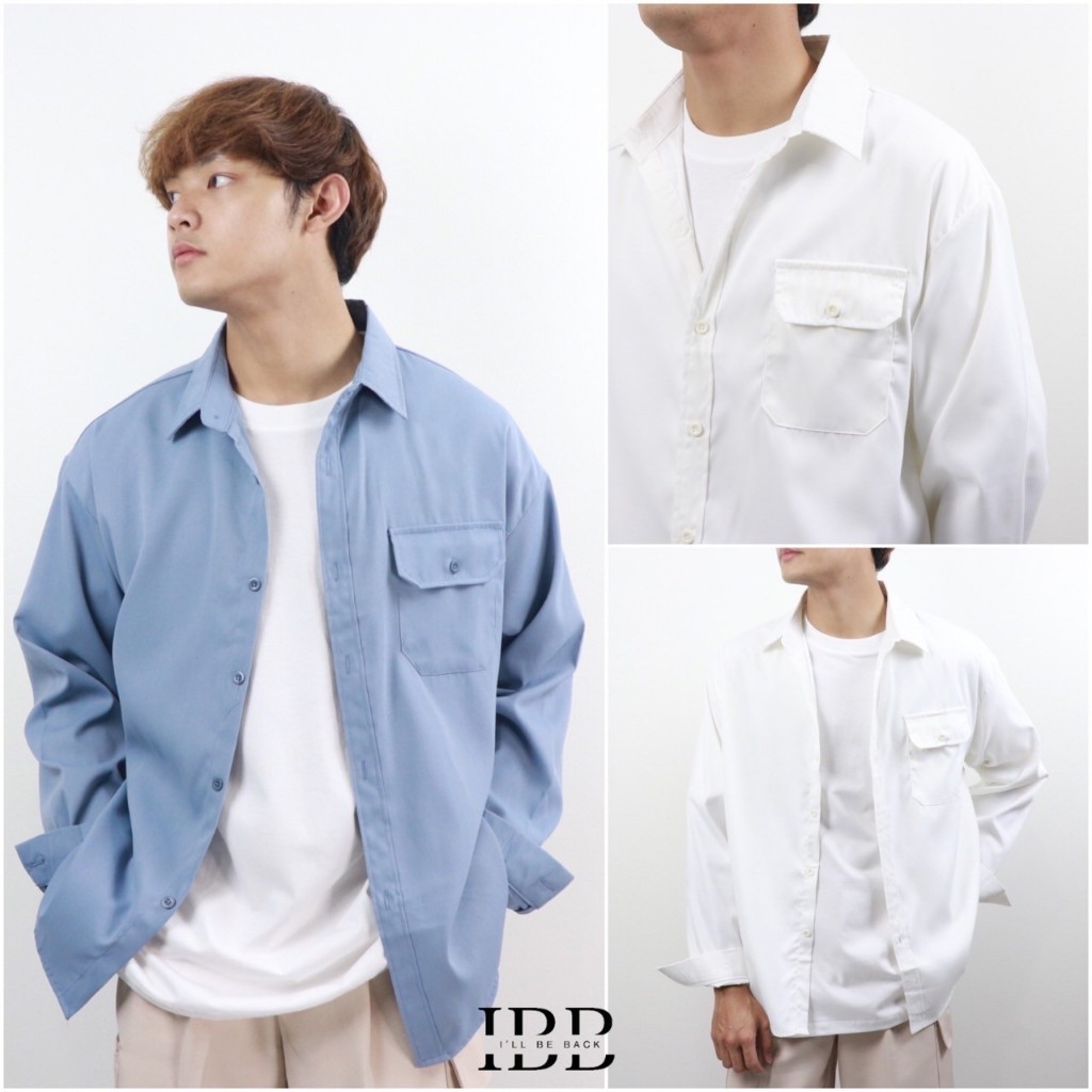 IBB SIMPLE SHIRTS เสื้อเชิ้ตแขนยาวผ้านุ่มไม่บาง ใส่ได้ทั้งผช-ผญ