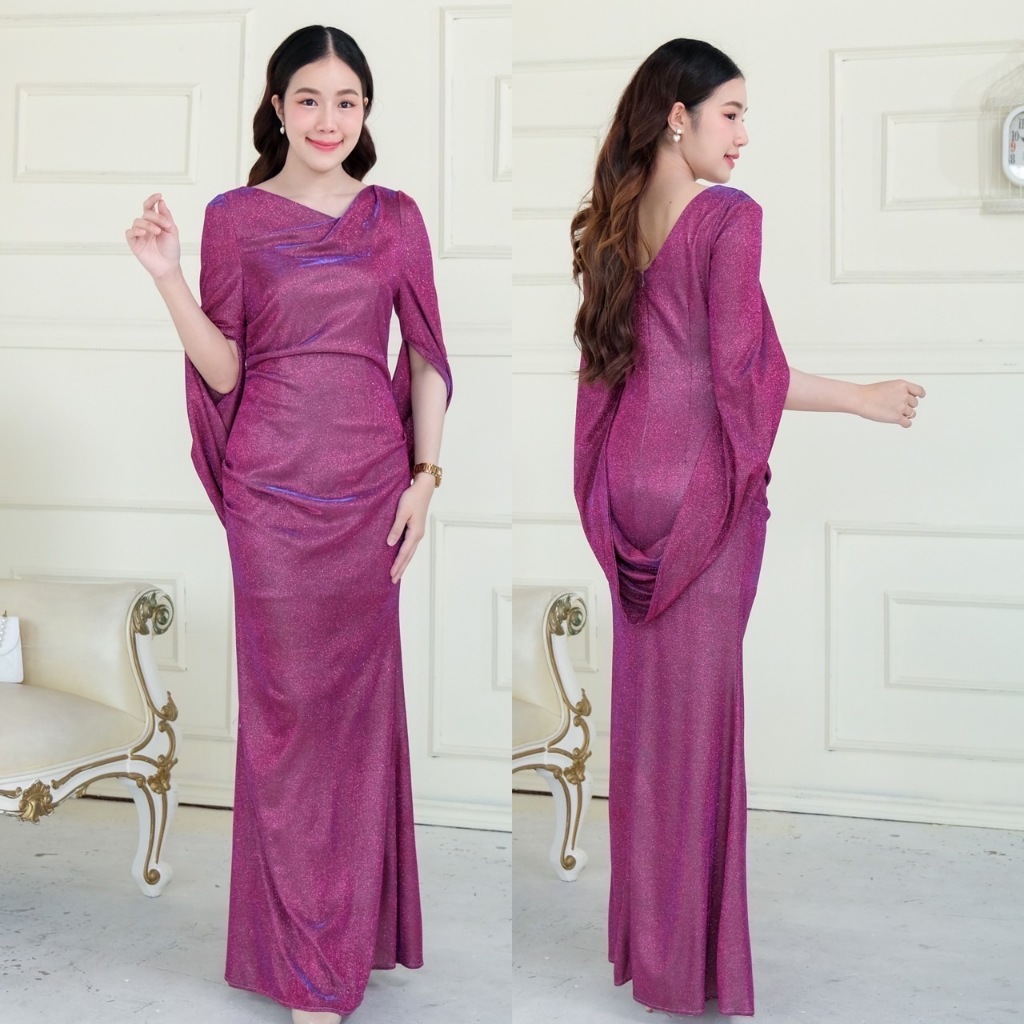 [LUXURY707] FN4401 : Glitter เดรสกลิตเตอร์วิบวับ ดีเทลแขนถ่วงหลัง