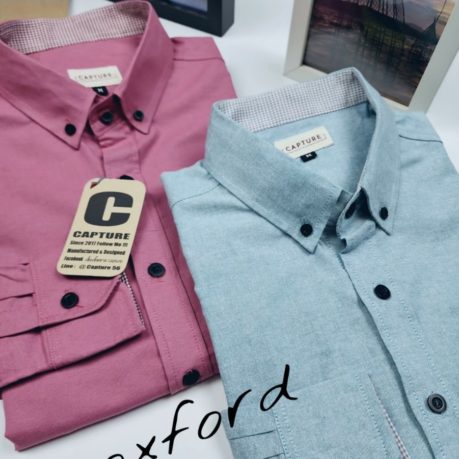 [S-4XL] เสื้อเชิ้ตผู้ชายคอปกแขนยาว สีพื้น  Men shirt CAPTURE BRAND