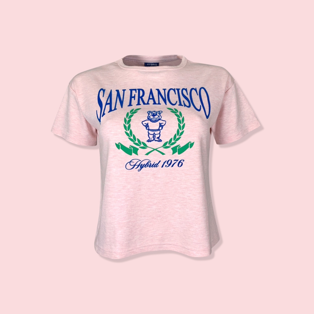 Hybrid T-shirt Women ไฮบริดเสื้อยืดผู้หญิงแขนสั้น สีชมพู(Pink)WTS-1040-PK