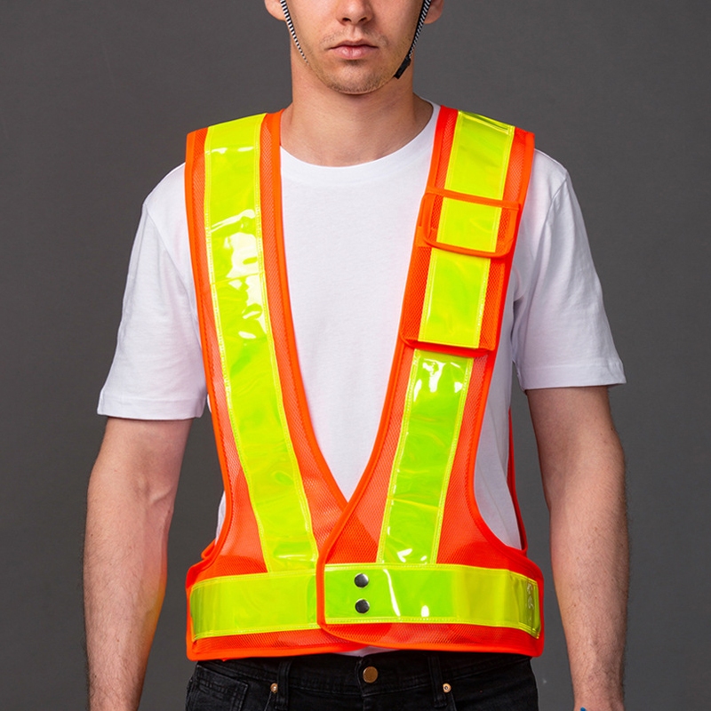 เสื้อกั๊กสะท้อนแสงตาข่ายระบายอากาศสำหรับผู้ชาย ชุดตระเวนรักษาความปลอดภัย คนงานกะกลางคืน คนงานสุขาภิบาล