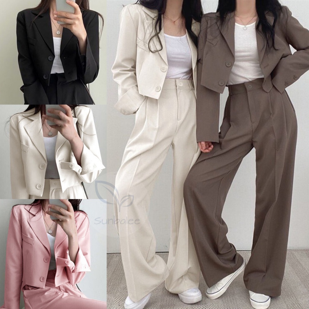 SUNBALEE 🤎 SUIT-2 เสื้อสูท เสื้อเบลเซอร์ กางเกงขายาว ชุดเซ็ต คอปกสไตล์เกาหลี Blazer สินค้าพร้อมส่ง