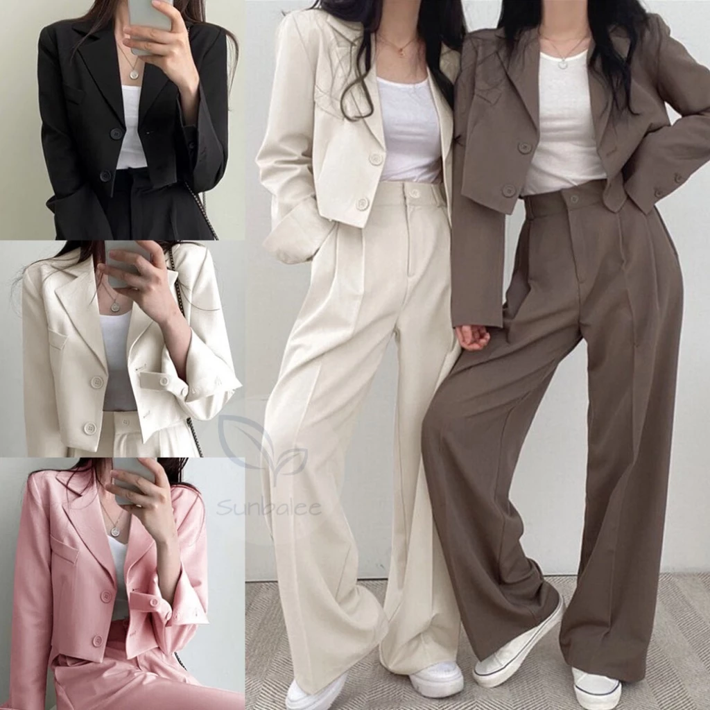 SUNBALEE 🤎 SUIT-2 เสื้อสูท เสื้อเบลเซอร์ กางเกงขายาว ชุดเซ็ต คอปกสไตล์เกาหลี Blazer สินค้าพร้อมส่ง